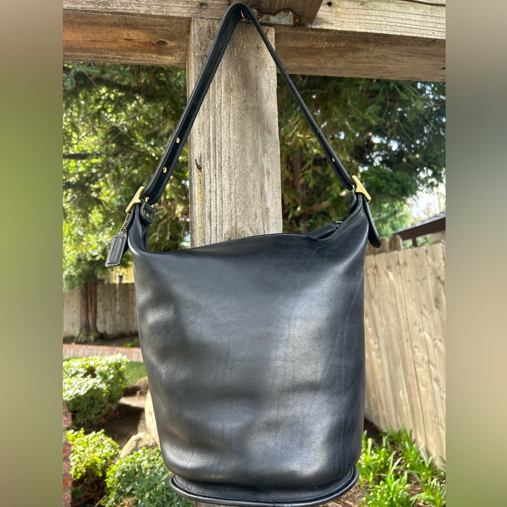 Coach Vintage XL duffel feed sac bag, black leather